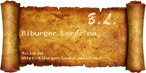 Biburger Loréna névjegykártya